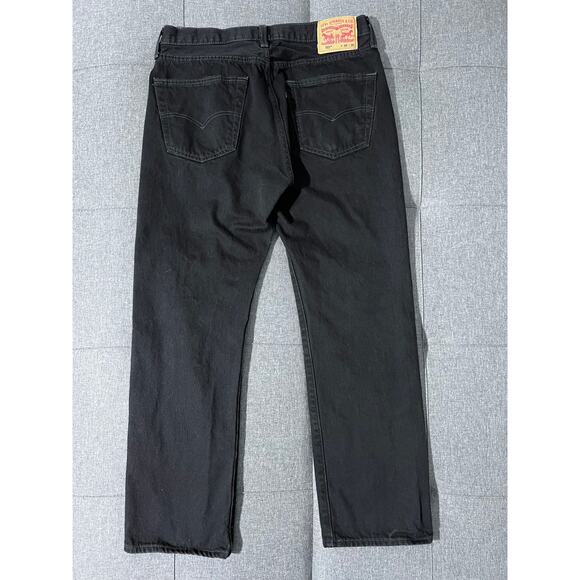 Levi 501 Jean Men 34x30 Black Denim Straight Leg Button Fly (30x29 see photos) - Picture 4 of 7